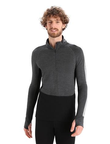 Base Layers Icebreaker 260 ZoneKnit™ Merino Long Sleeve Half Zip Homme Noir | FR 1325JPQJ